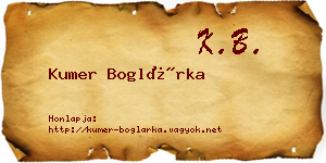 Kumer Boglárka névjegykártya